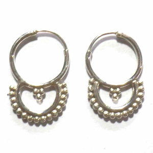 Earring Hoops bali silver bead