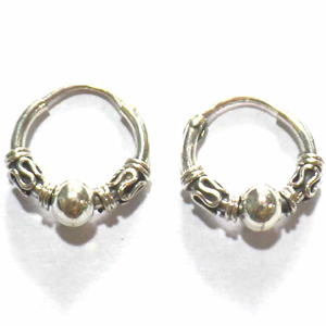 Earring Hoops bali silver bead