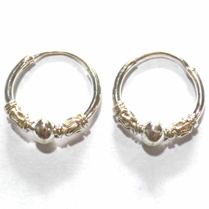 Earring Hoops bali silver bead