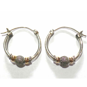 Earring Hoops bali silver bead