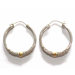 Earring Hoops bali silver bead