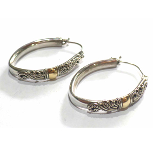 Earring Hoops bali silver bead