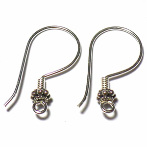 Earring Hooks bali silver bead