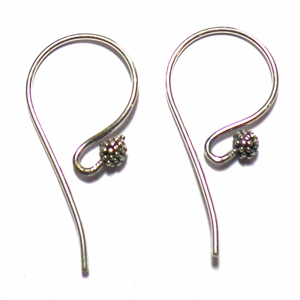 Earring Hooks bali silver bead