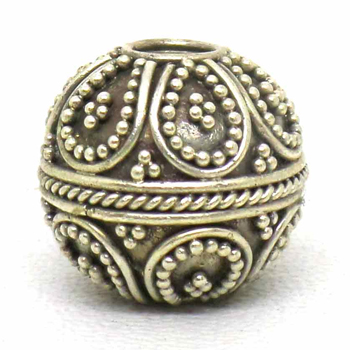 Large Hole Bead Handmade bali silver bead