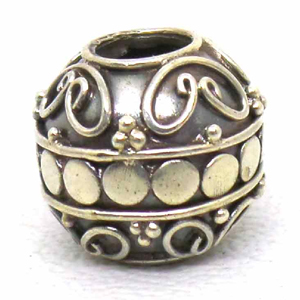 Large Hole Bead Handmade bali silver bead