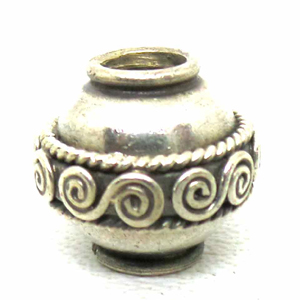 Large Hole Bead Handmade bali silver bead