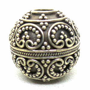 Large Hole Bead Handmade bali silver bead