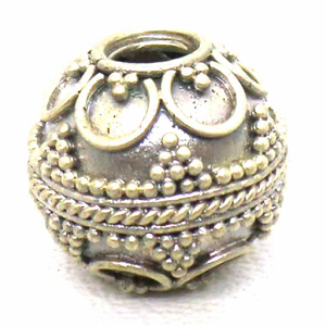 Large Hole Bead Handmade bali silver bead