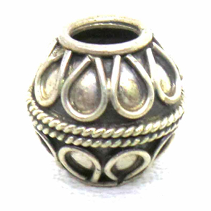 Large Hole Bead Handmade bali silver bead