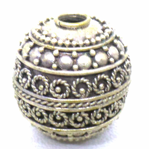 Large Hole Bead Handmade bali silver bead