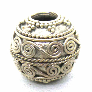 Large Hole Bead Handmade bali silver bead