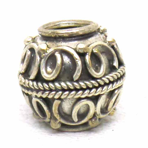 Large Hole Bead Handmade bali silver bead