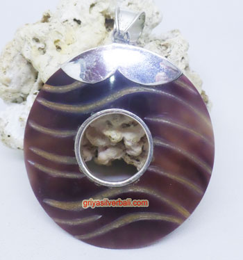 Pendant Shell bali silver bead